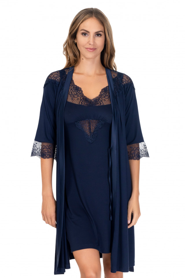 Night robe Ombre midnight. Color: navy blue