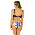 Bikini top White palm. Color: navy blue